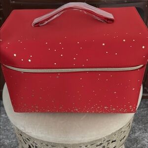 Estee Lauder Red Cosmetic Bag with Gold Stars